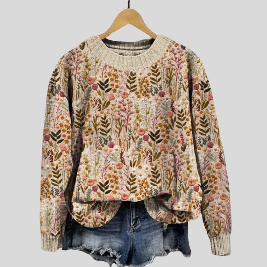 DARIA™ | PULLOVER MIT GESTICKTEN BLUMEN