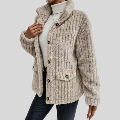 Nova™ - Doppelseitige Strickjacke mit Samtknöpfen